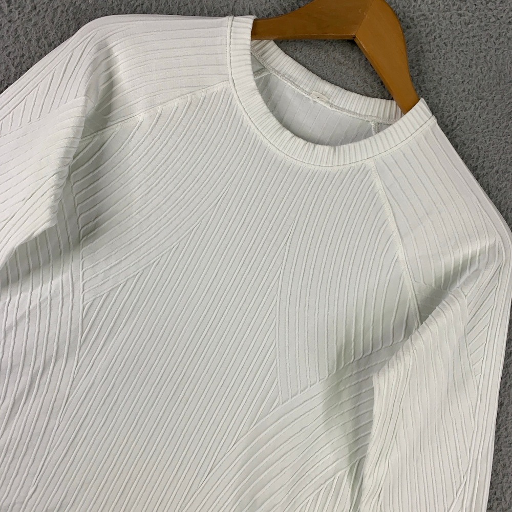 Lululemon Rest Less Pullover Women's Small S White Long Sleeve Ribbed Textured